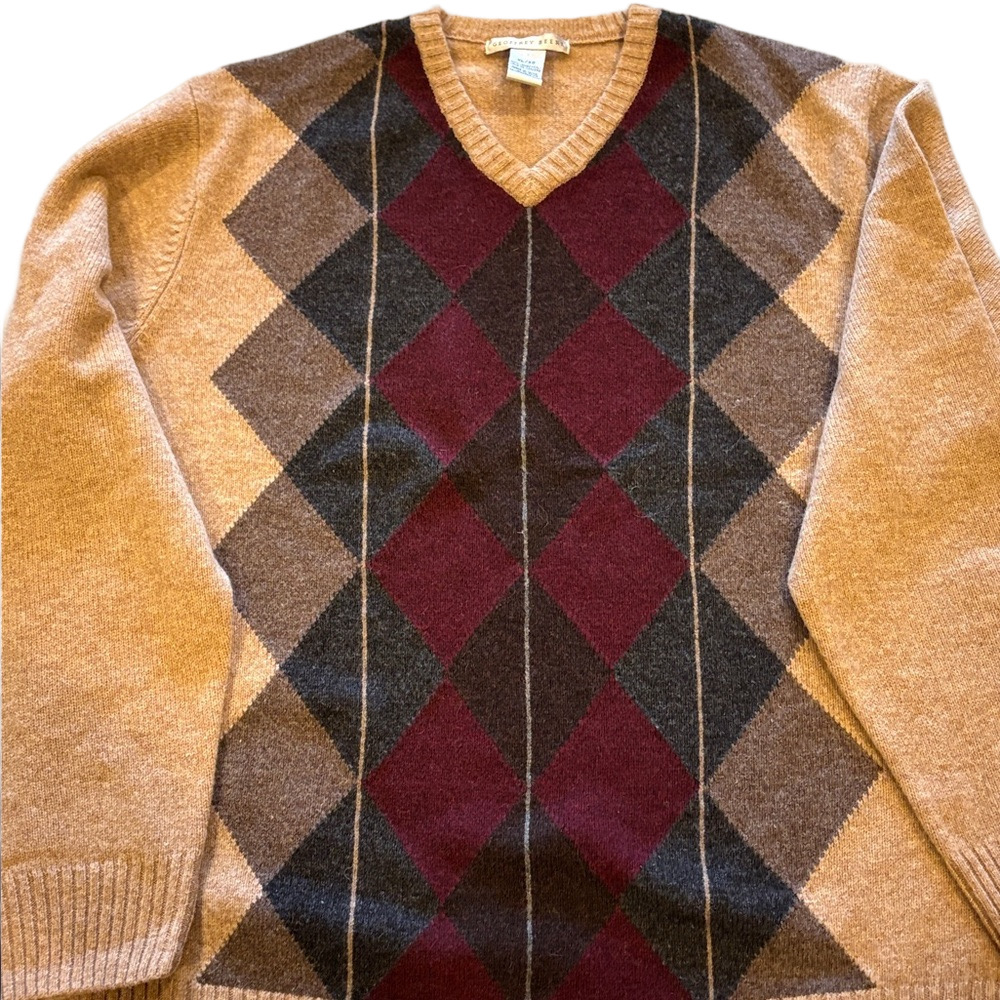 Geoffrey Beene Mens XL Lambswool V Neck Knit Sweater - Picture 4 of 5